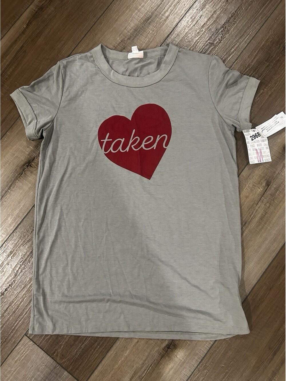 LuLaRoe Graphic T Gray Heart Taken Shirt - Women's Medium Heart Engagement